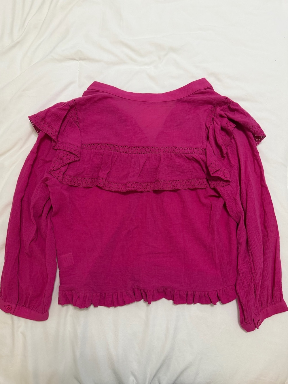 Day + Moon Pink Ruffled Button-Front Blouse - Picture 2 of 3